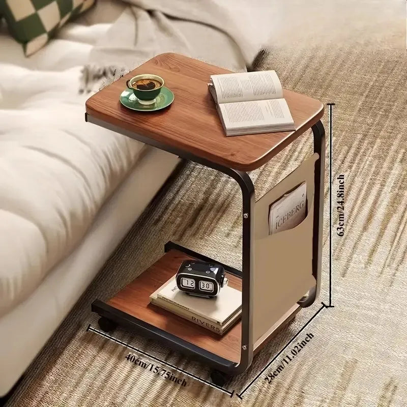 Drift C-Frame Side Table – Mobile Sanctuary with Integrated Storage