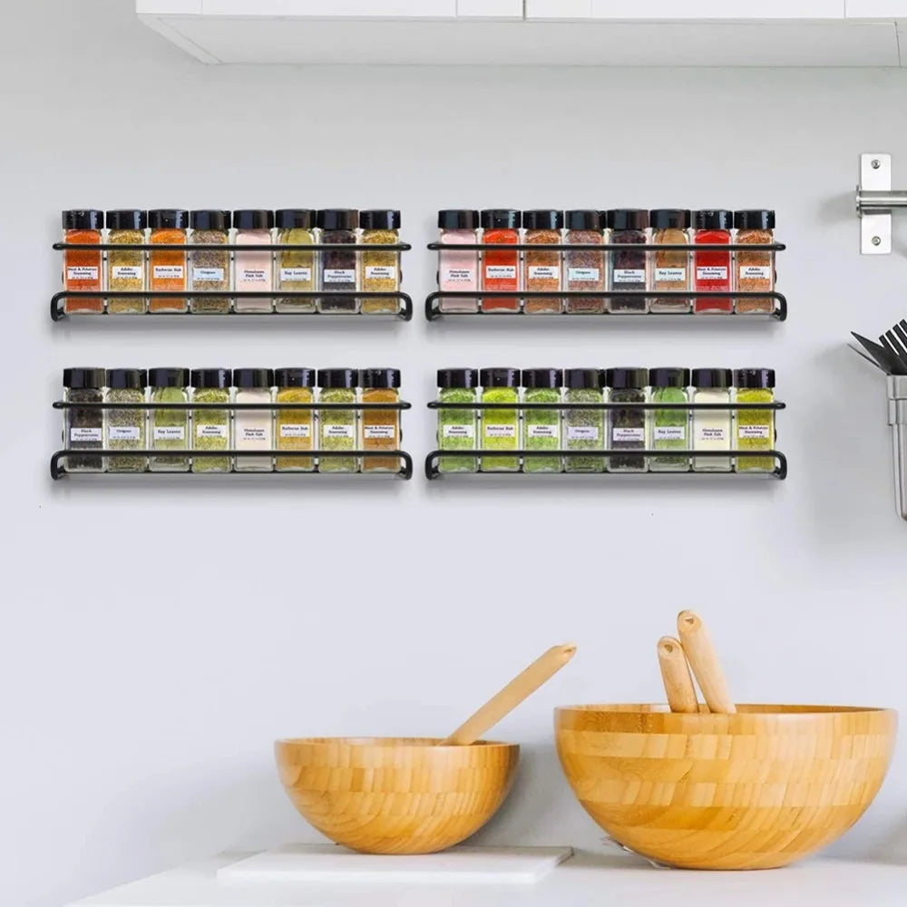 Aura Spice Gallery – Minimalist Wall-Mounted Organizer (Black)