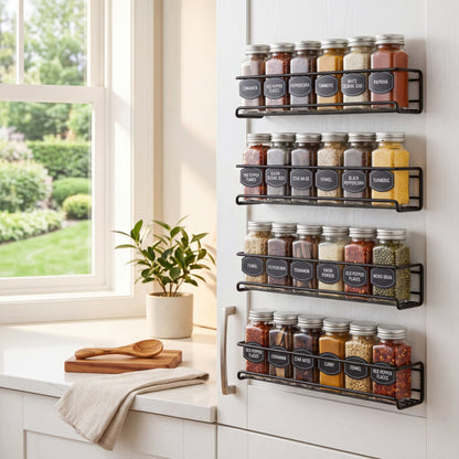 Aura Spice Gallery – Minimalist Wall-Mounted Organizer (Black)