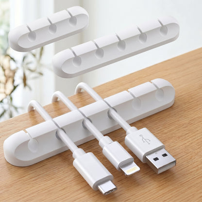 ClearDesk Cable Clips desk cable management system in white – complete set