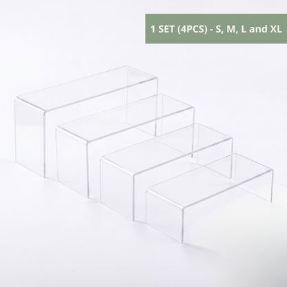 Clear Acrylic Display Riser multiple sizes available comparison view