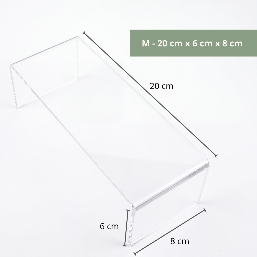Clear Acrylic Display Riser on white background studio product photo