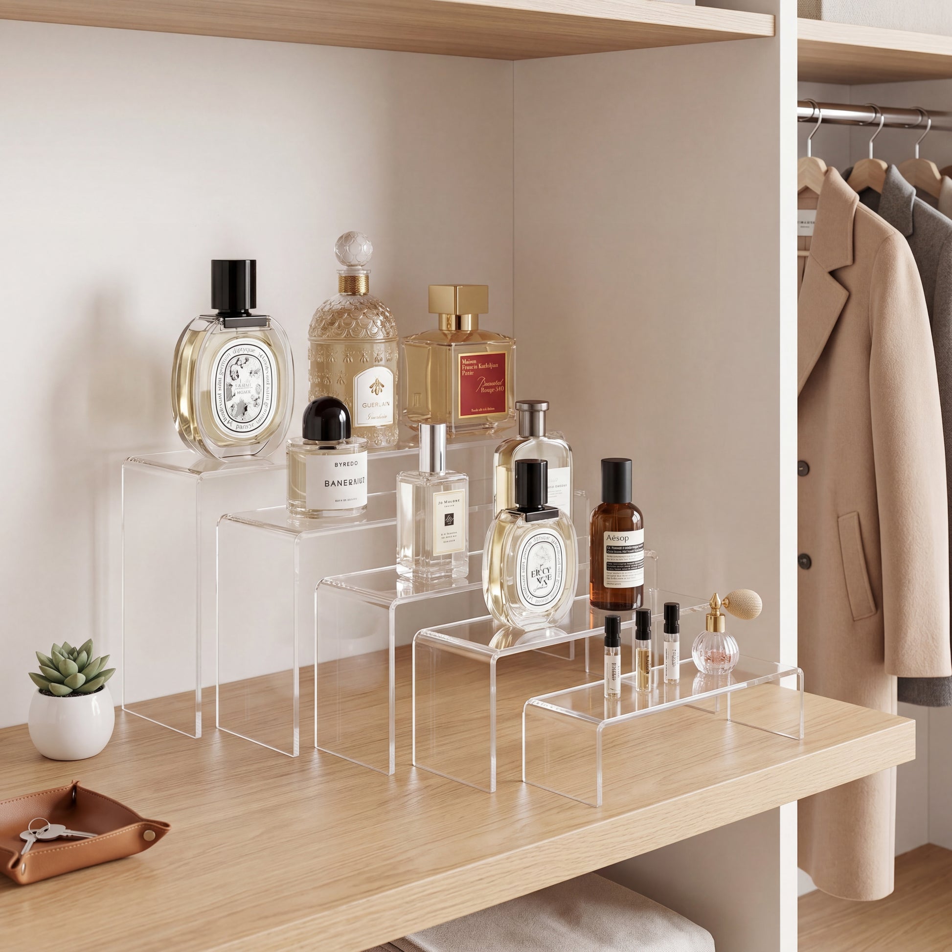 Clear Acrylic Display Riser in photography setup as prop riser