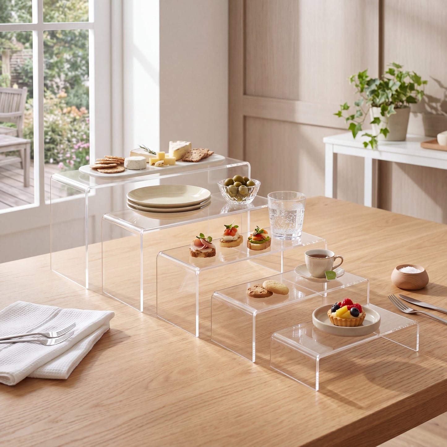 Clear Acrylic Display Riser side view showing height and flat top surface
