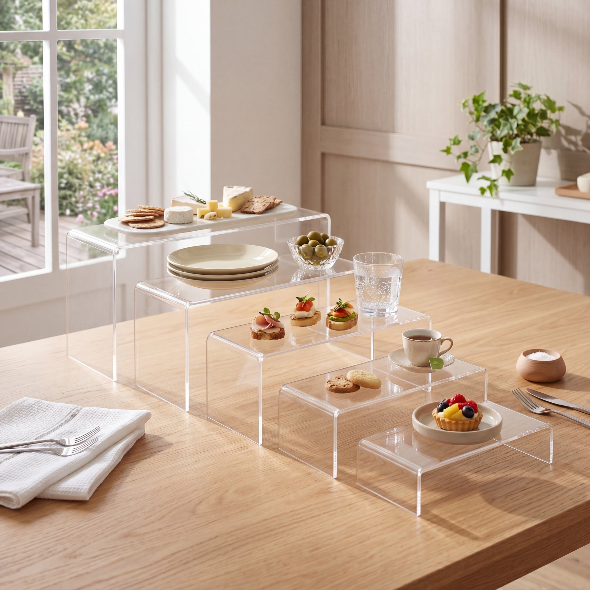 Clear Acrylic Display Riser side view showing height and flat top surface