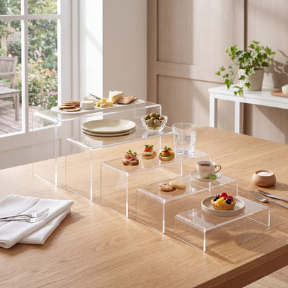 Clear Acrylic Display Riser side view showing height and flat top surface