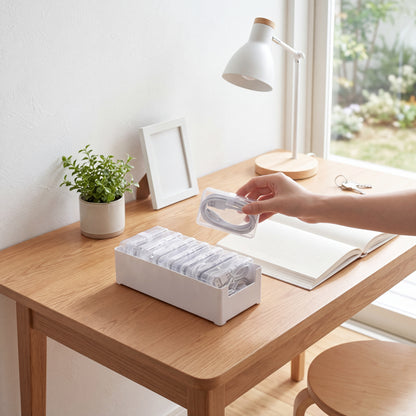 Clear Modular Organizer Case open with compartments for small accessories