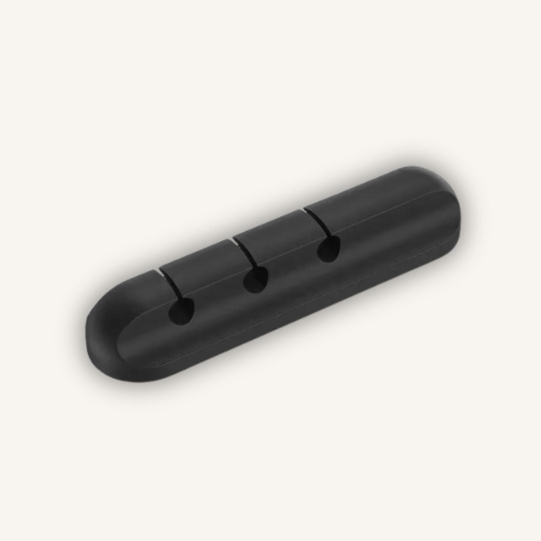 Desk Cable Clips Matte Black detail of adhesive base and clip channel
