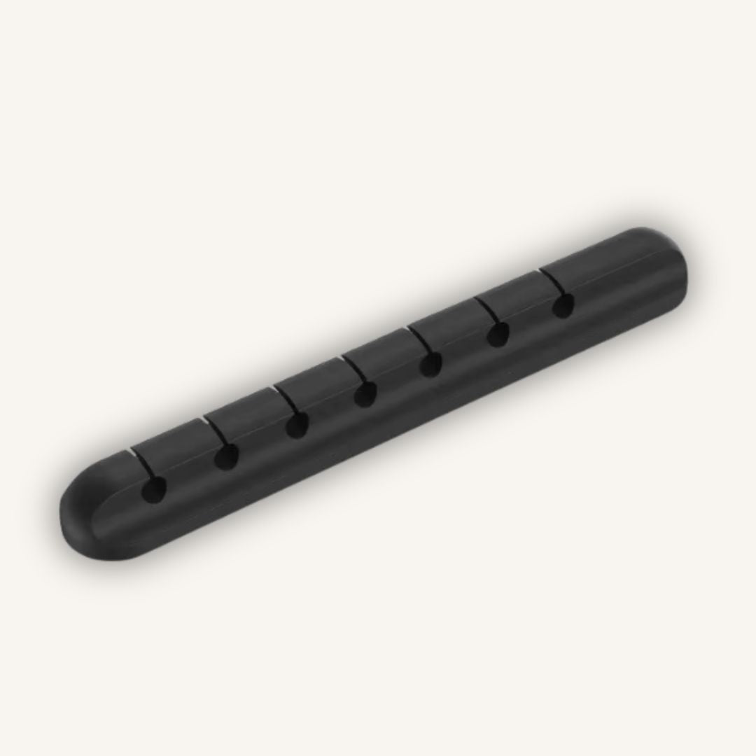 Desk Cable Clips Matte Black lifestyle photo on modern desk with laptop