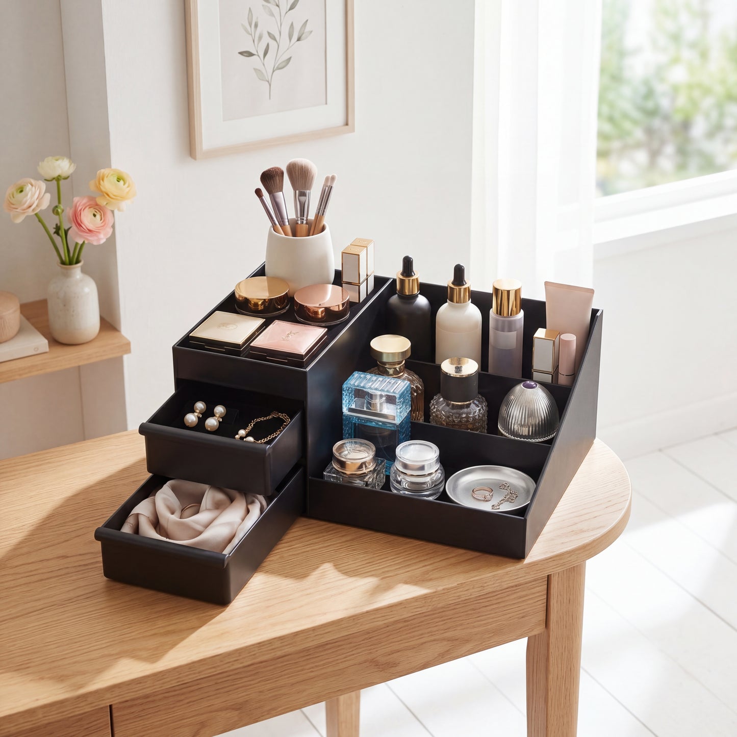 Essence Ritual Station – Multi-Tier Fragrance & Accessory Gallery