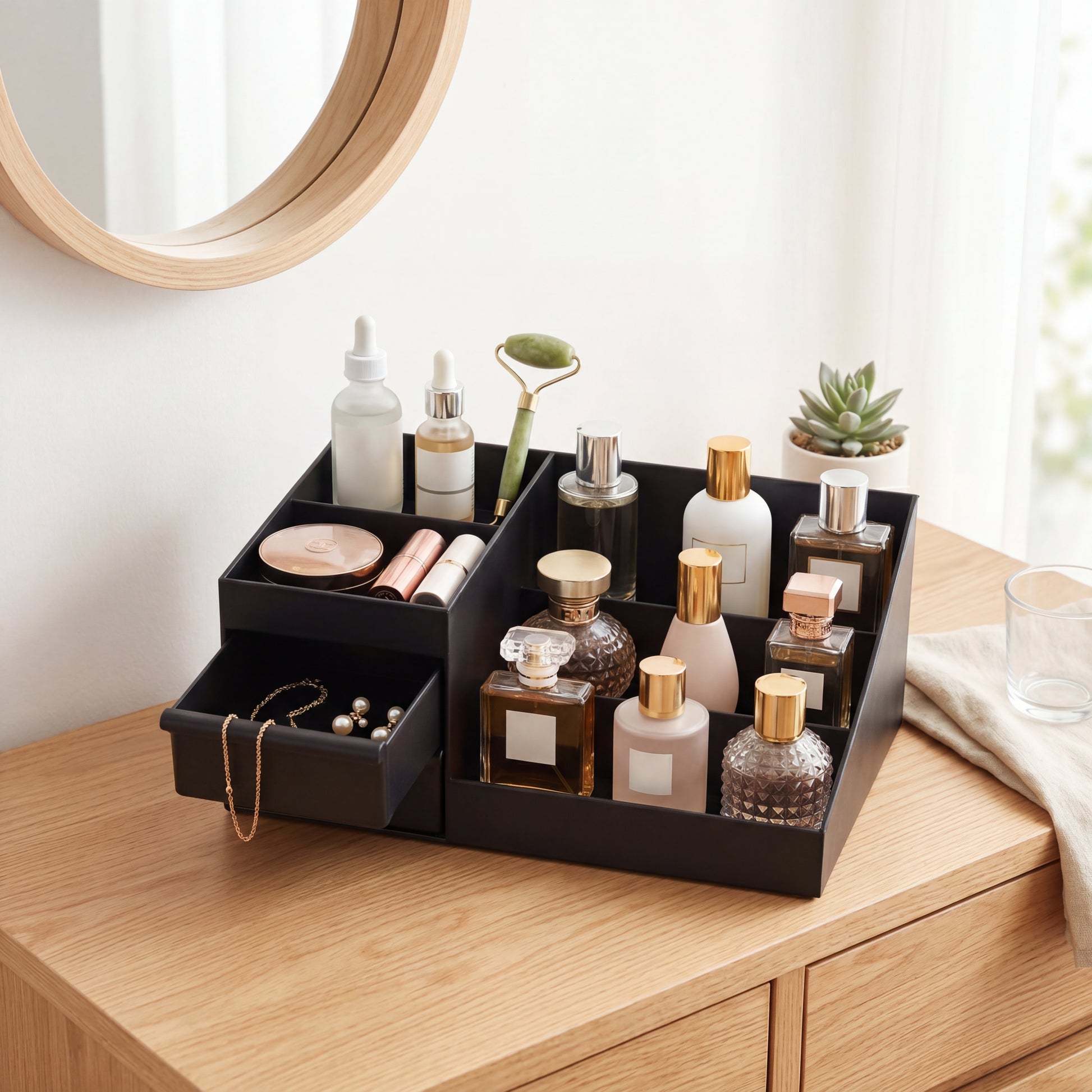 Essence Ritual Station – Multi-Tier Fragrance & Accessory Gallery