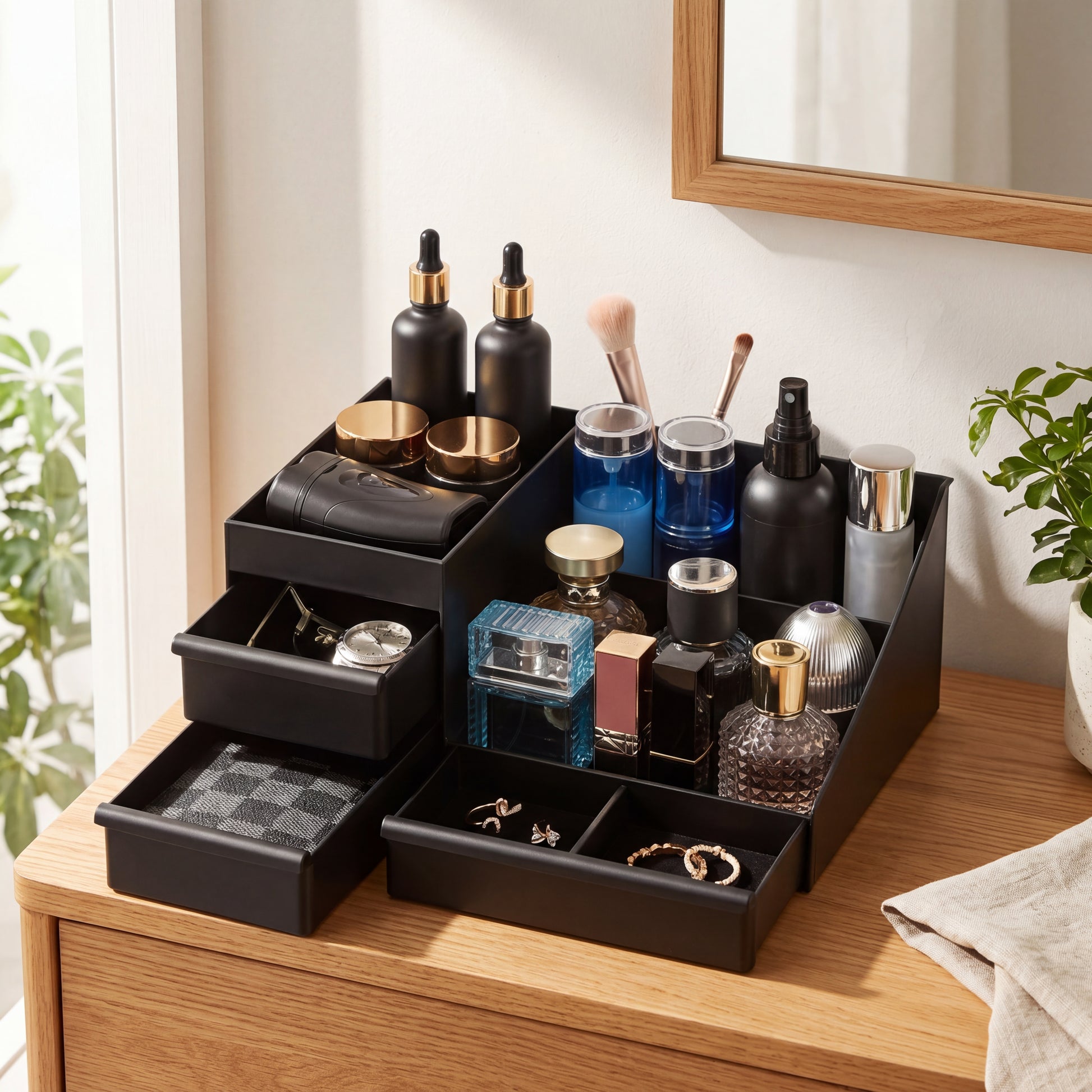 Essence Ritual Station – Multi-Tier Fragrance & Accessory Gallery