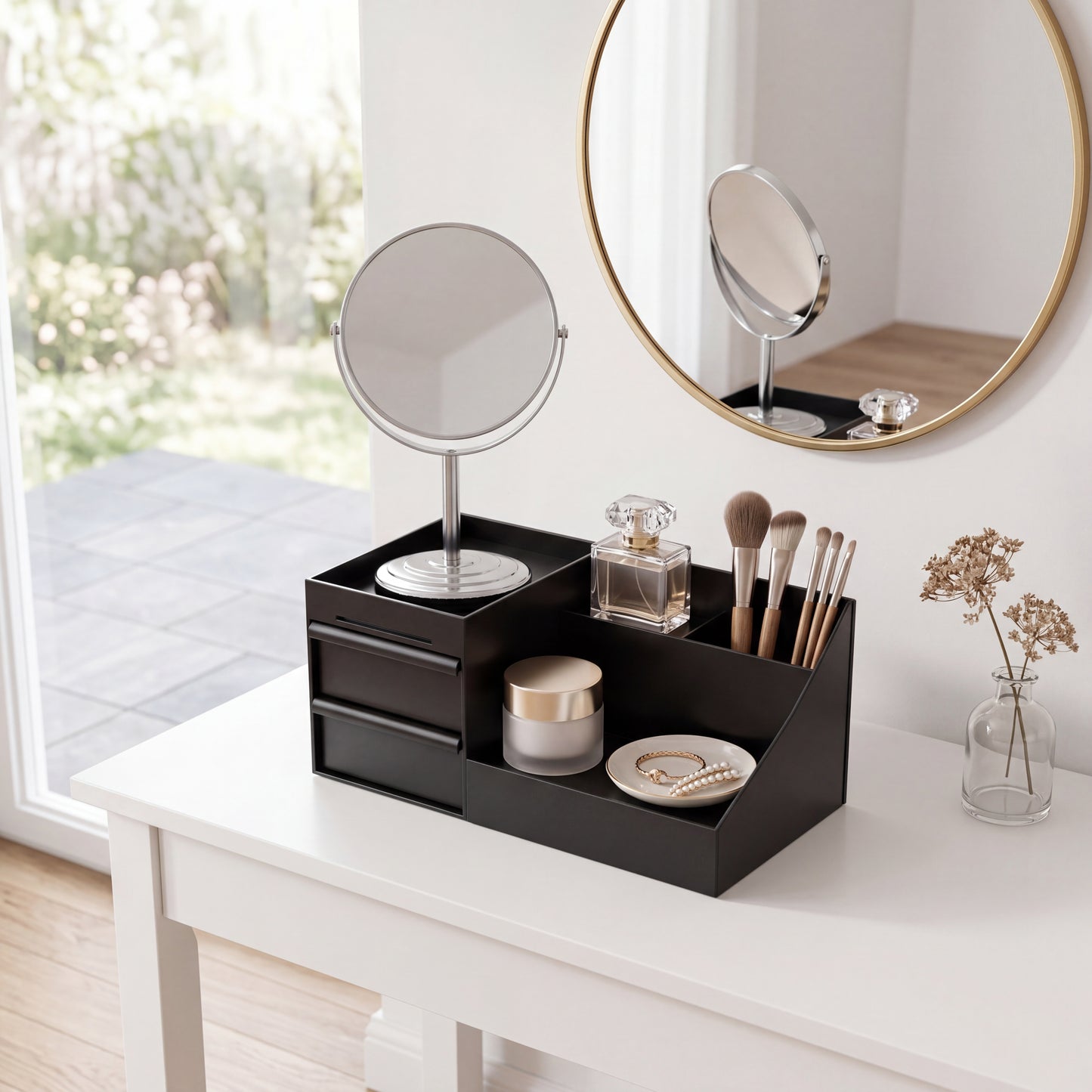 Essence Ritual Station – Multi-Tier Fragrance & Accessory Gallery