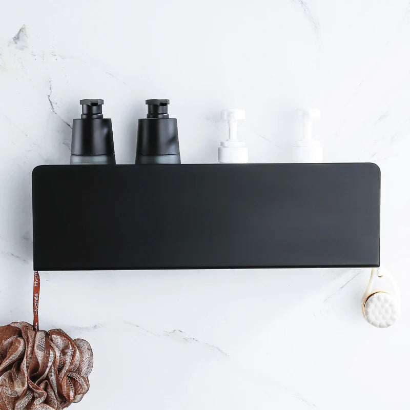 Floating Bathroom Shelf Matte Black – full product view showing sleek design