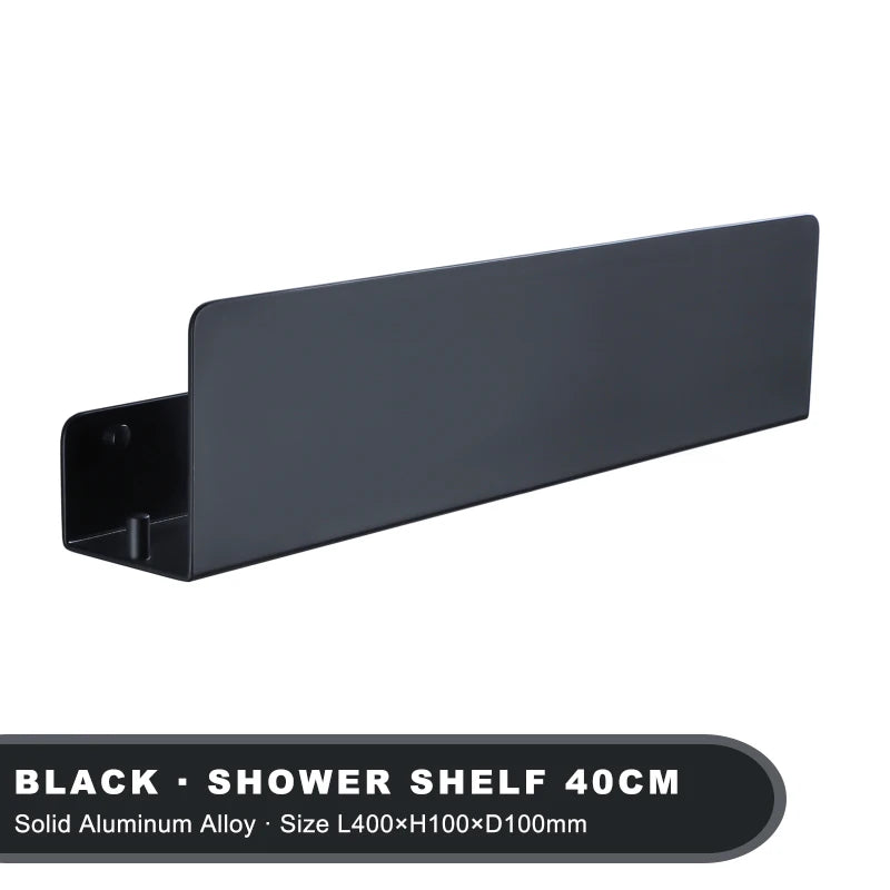 Floating Bathroom Shelf Matte Black in luxury spa-style bathroom setting
