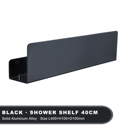 Floating Bathroom Shelf Matte Black in luxury spa-style bathroom setting