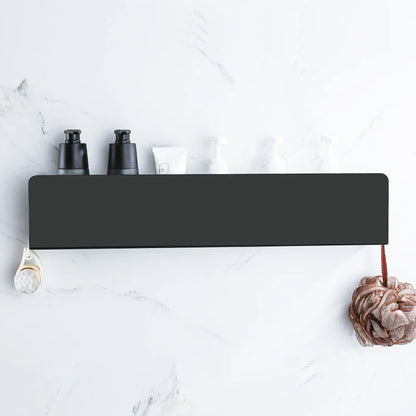 Floating Bathroom Shelf Matte Black showing installation with wall anchors