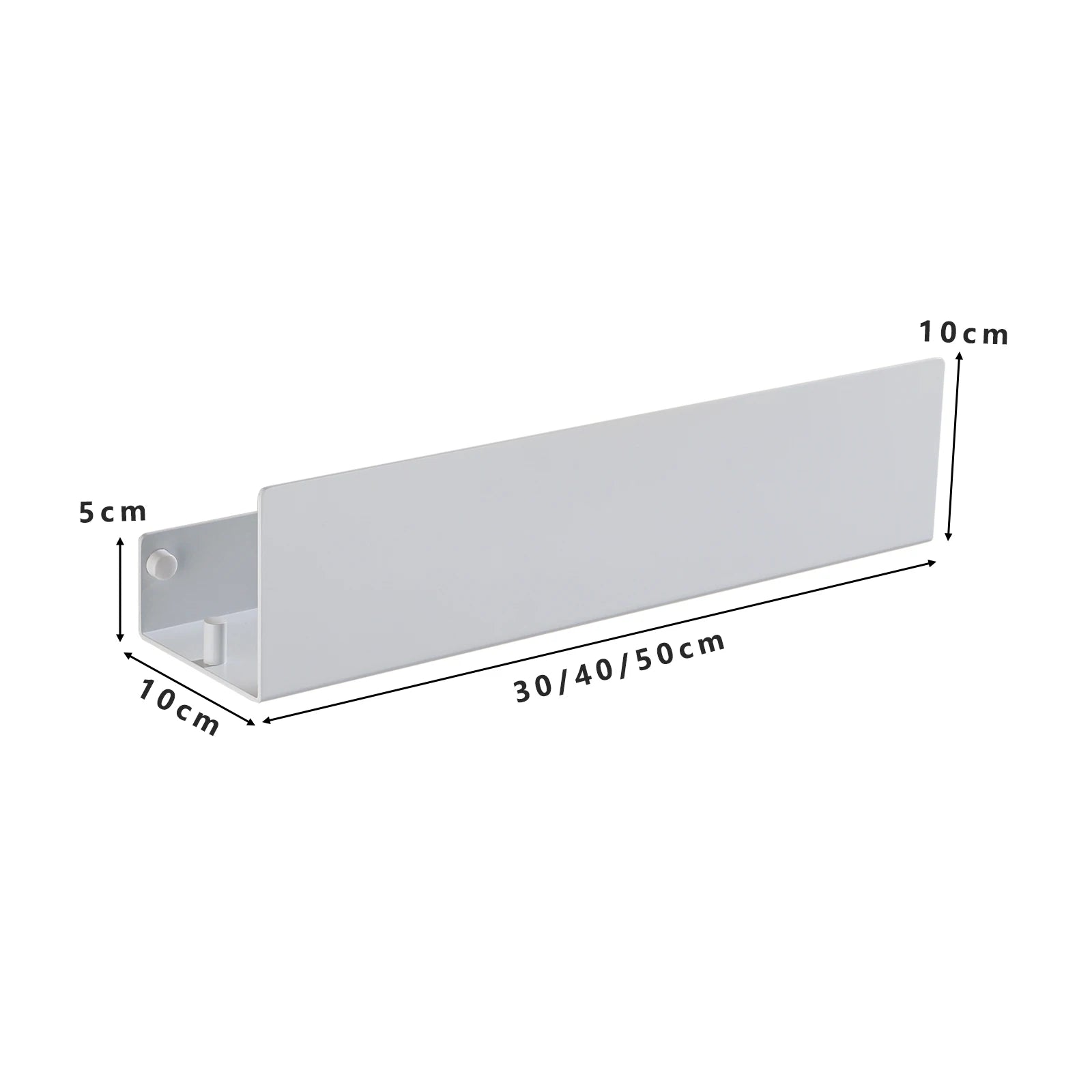 White floating shelf holding skincare products and small plant
