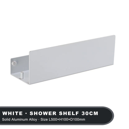 Floating Bathroom Shelf White from below showing secure wall attachment