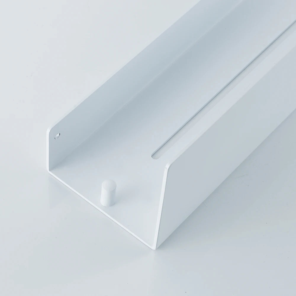 Floating Bathroom Shelf White in modern white bathroom setting