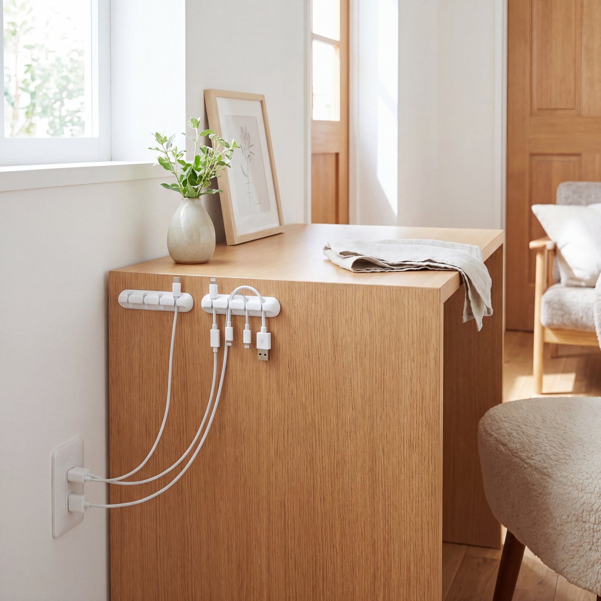 FlowPoint Cable Anchor – Minimalist Desktop Management (Pure White)