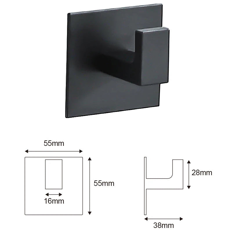 Aluminum wall hook installed on tile without drilling