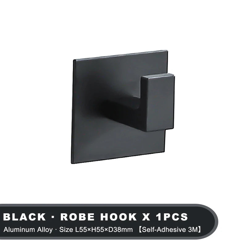 Heavy Duty Adhesive Wall Hook Aluminum in bathroom holding towel