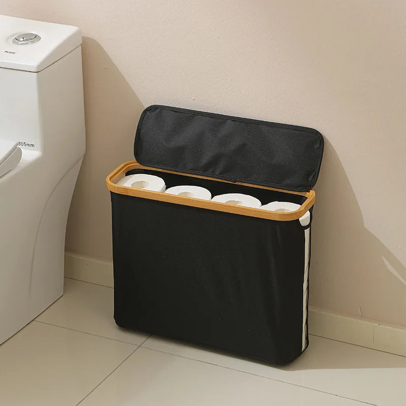 Linen View Stock Basket – Foldable Bathroom Organizer with Vision Window