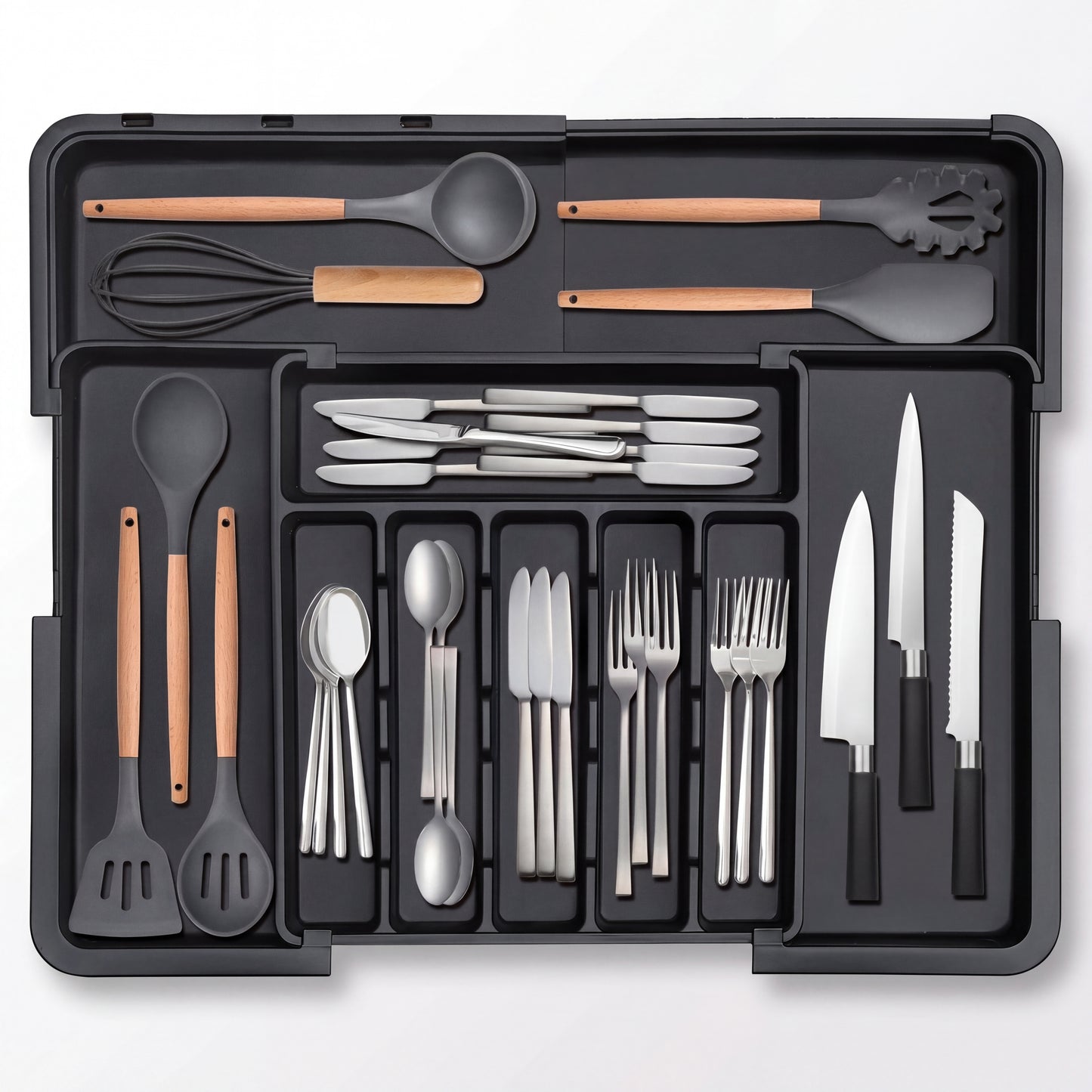 Nestill Expand Cutlery Tray — Matte Black
