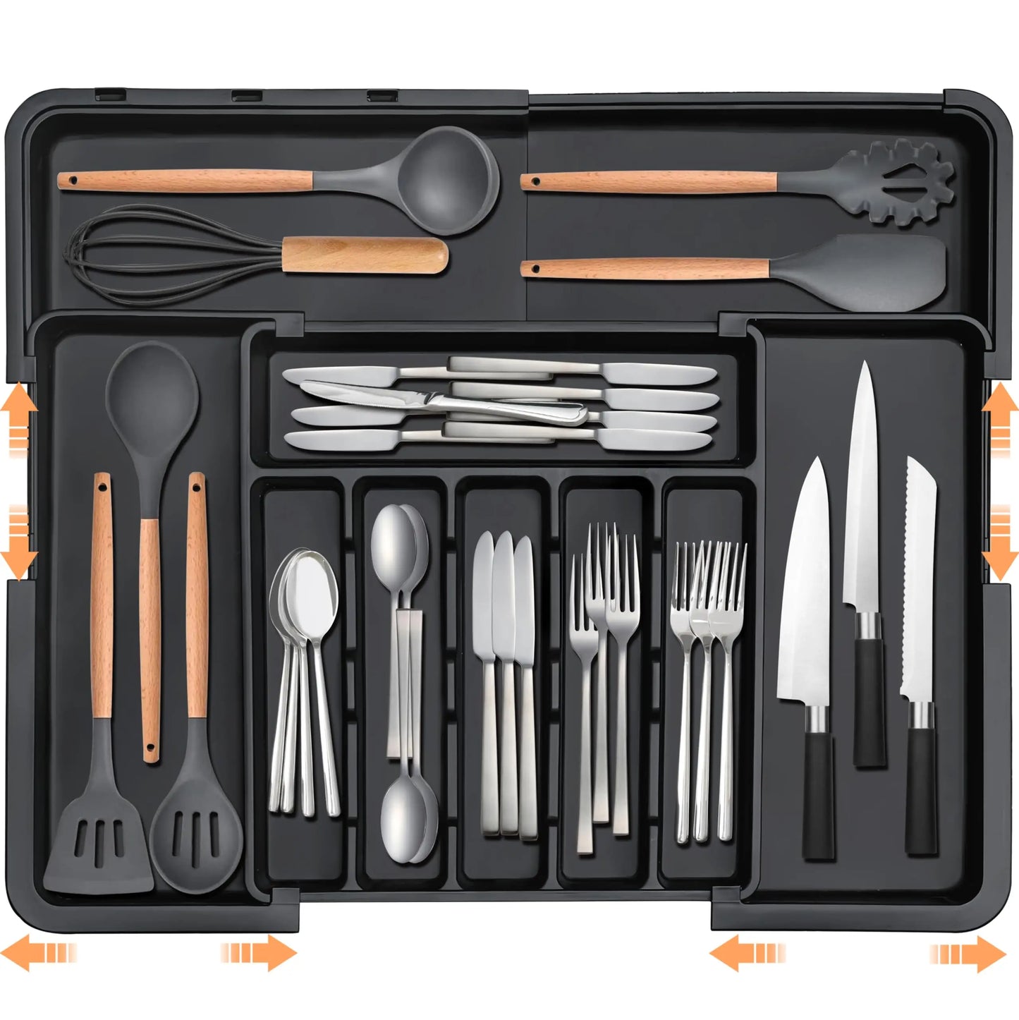 Nestill Expand Cutlery Tray — Matte Black