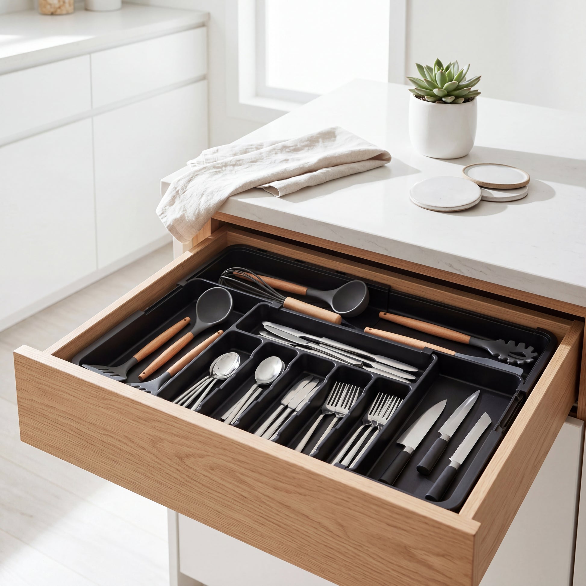Nestill Expand Cutlery Tray — Matte Black