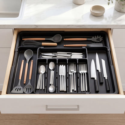 Nestill Expand Cutlery Tray — Matte Black
