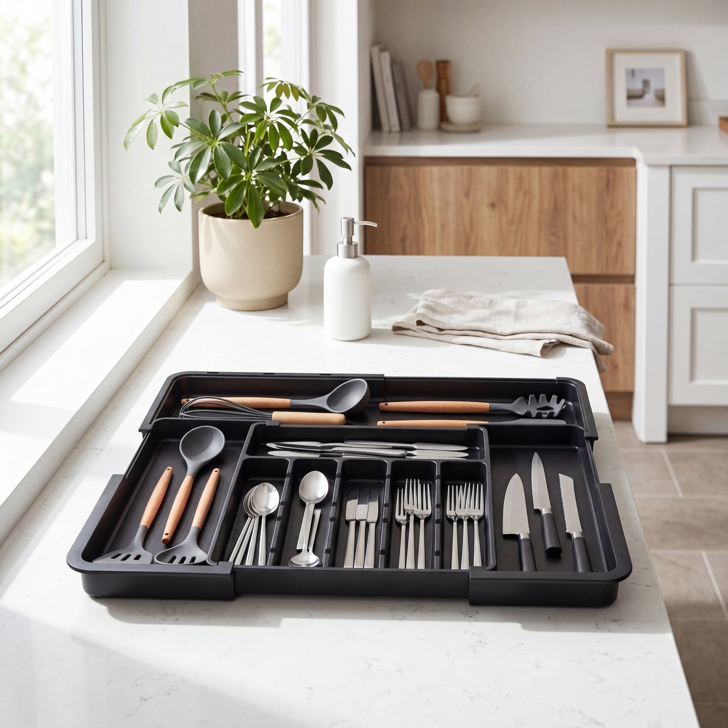 Nestill Expand Cutlery Tray — Matte Black