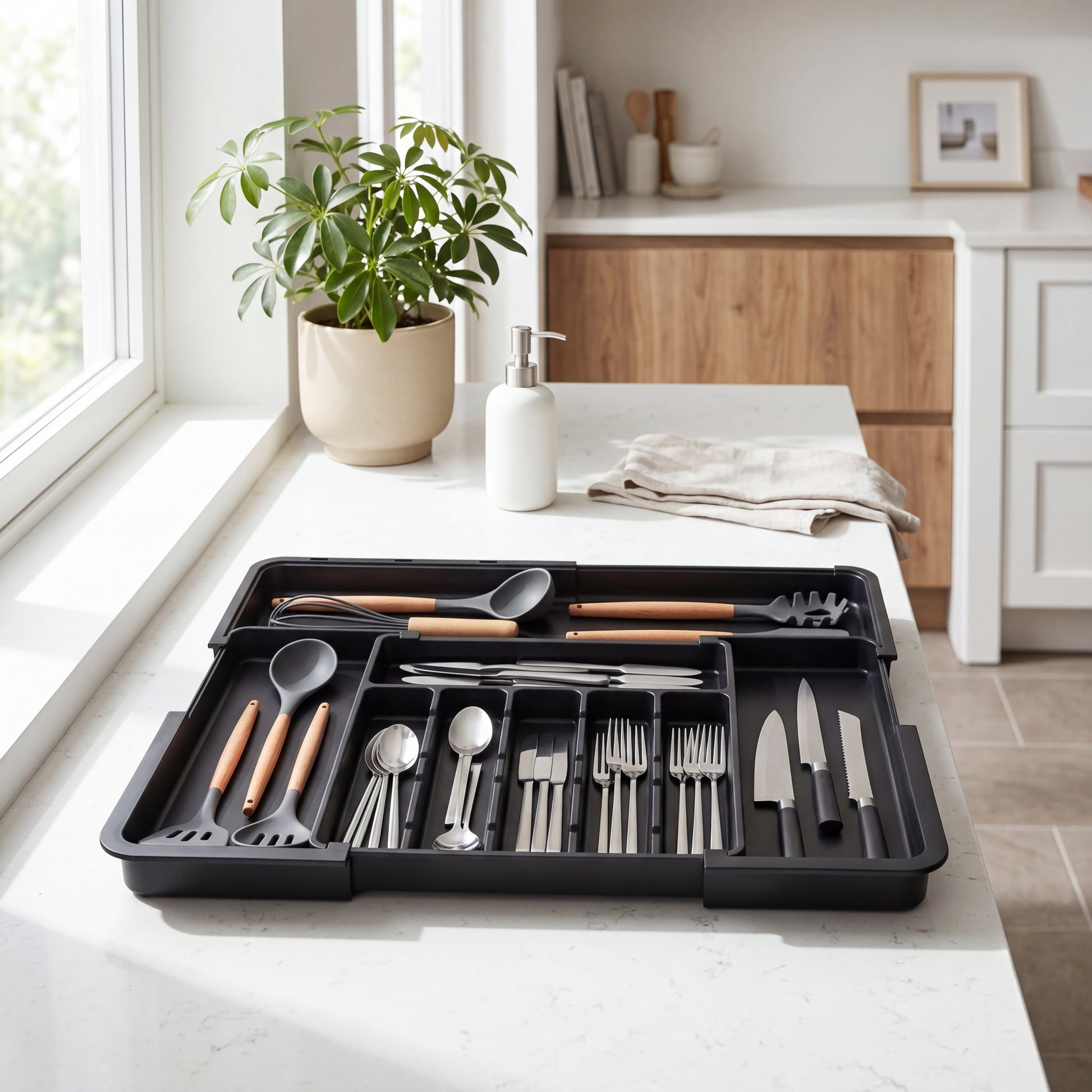 Nestill Expand Cutlery Tray — Matte Black