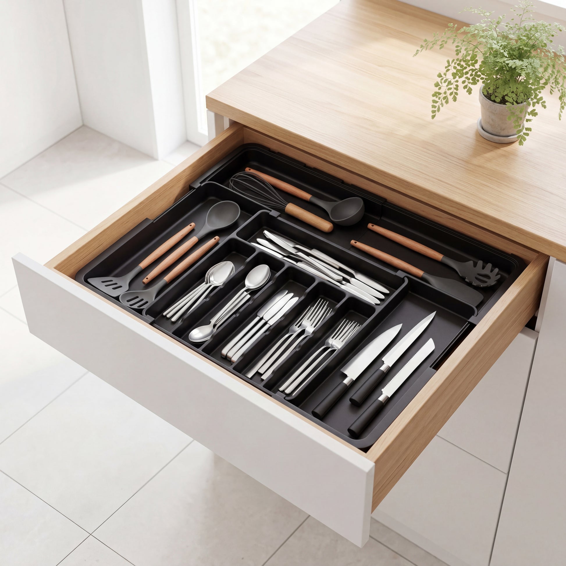 Nestill Expand Cutlery Tray — Matte Black