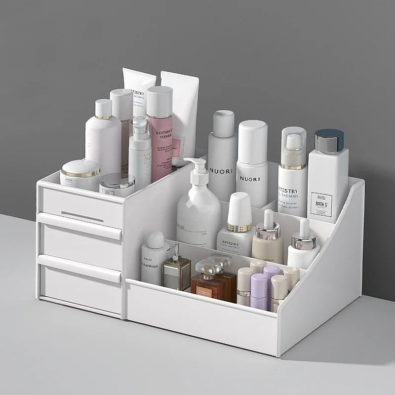 Perfume Organizer with Drawers open drawer showing interior storage space
