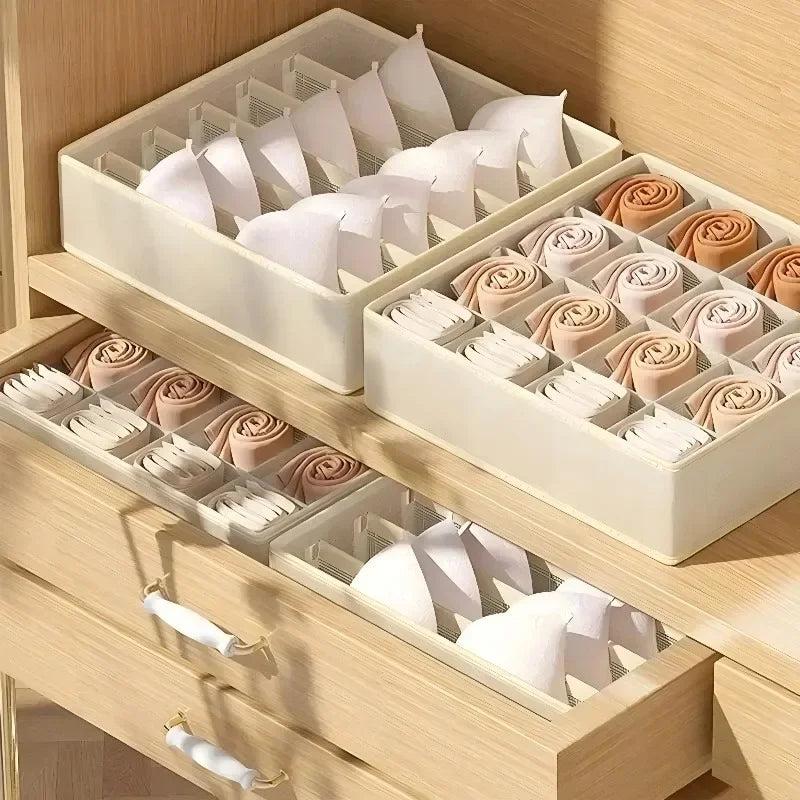 SilkFlow Drawer Divider – Modular Underwear & Wardrobe Organizer (Cream)