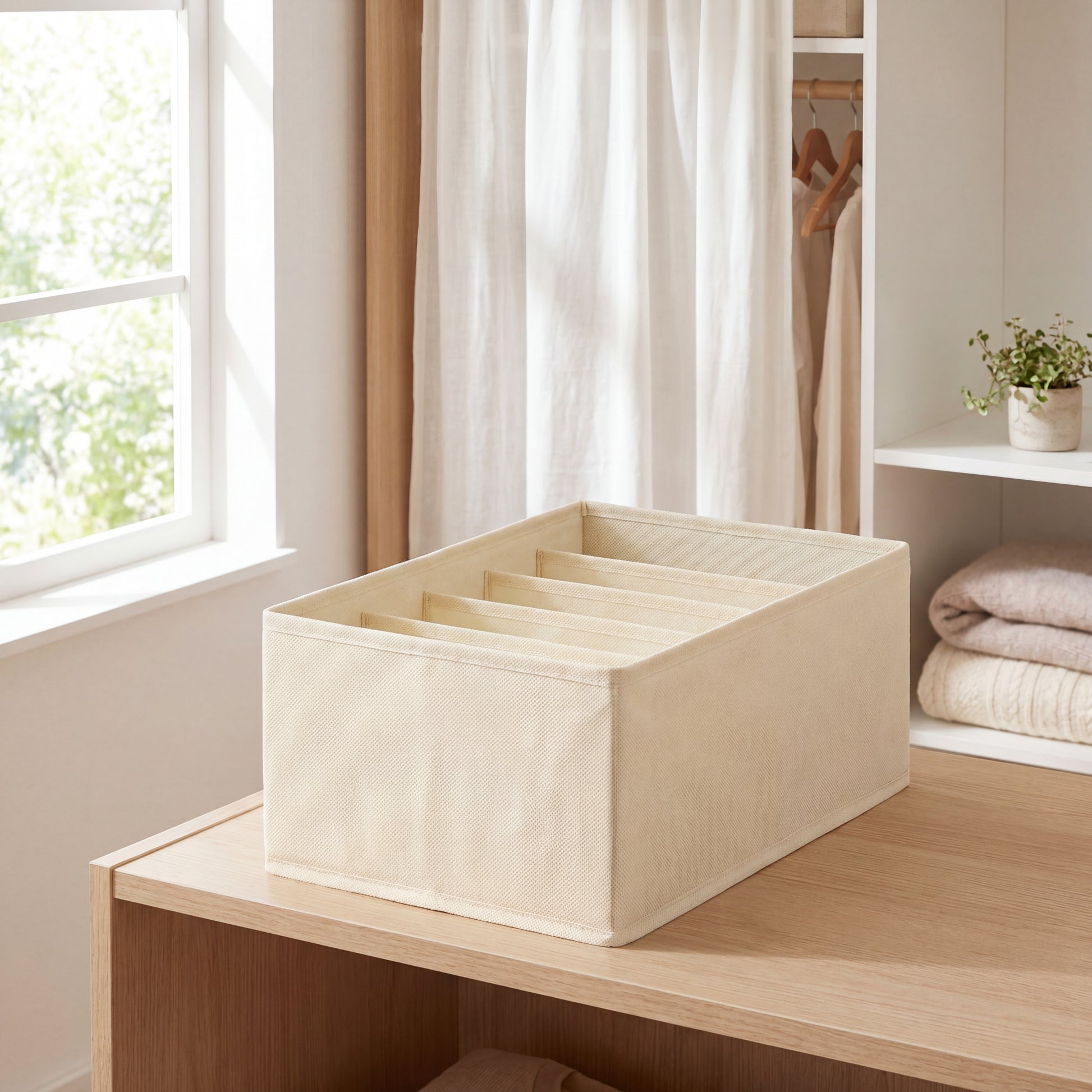 SilkFlow Drawer Divider – Modular Underwear & Wardrobe Organizer (Cream)