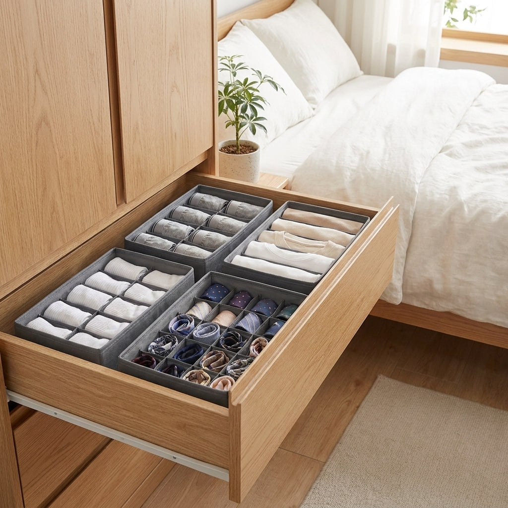 SilkFlow Drawer Divider – Modular Wardrobe Organizer (Charcoal Grey)