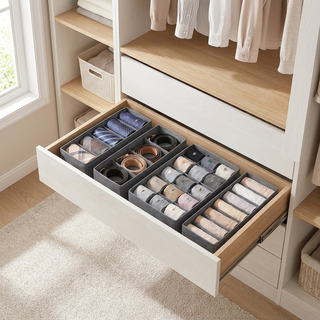 SilkFlow Drawer Divider – Modular Wardrobe Organizer (Charcoal Grey)