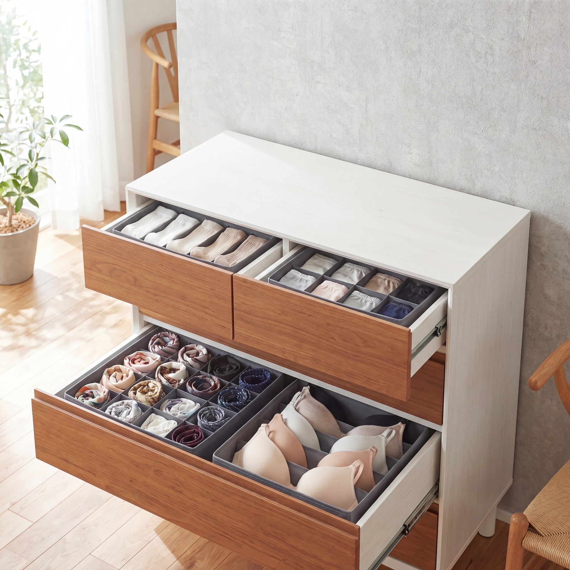 SilkFlow Drawer Divider – Modular Wardrobe Organizer (Charcoal Grey)