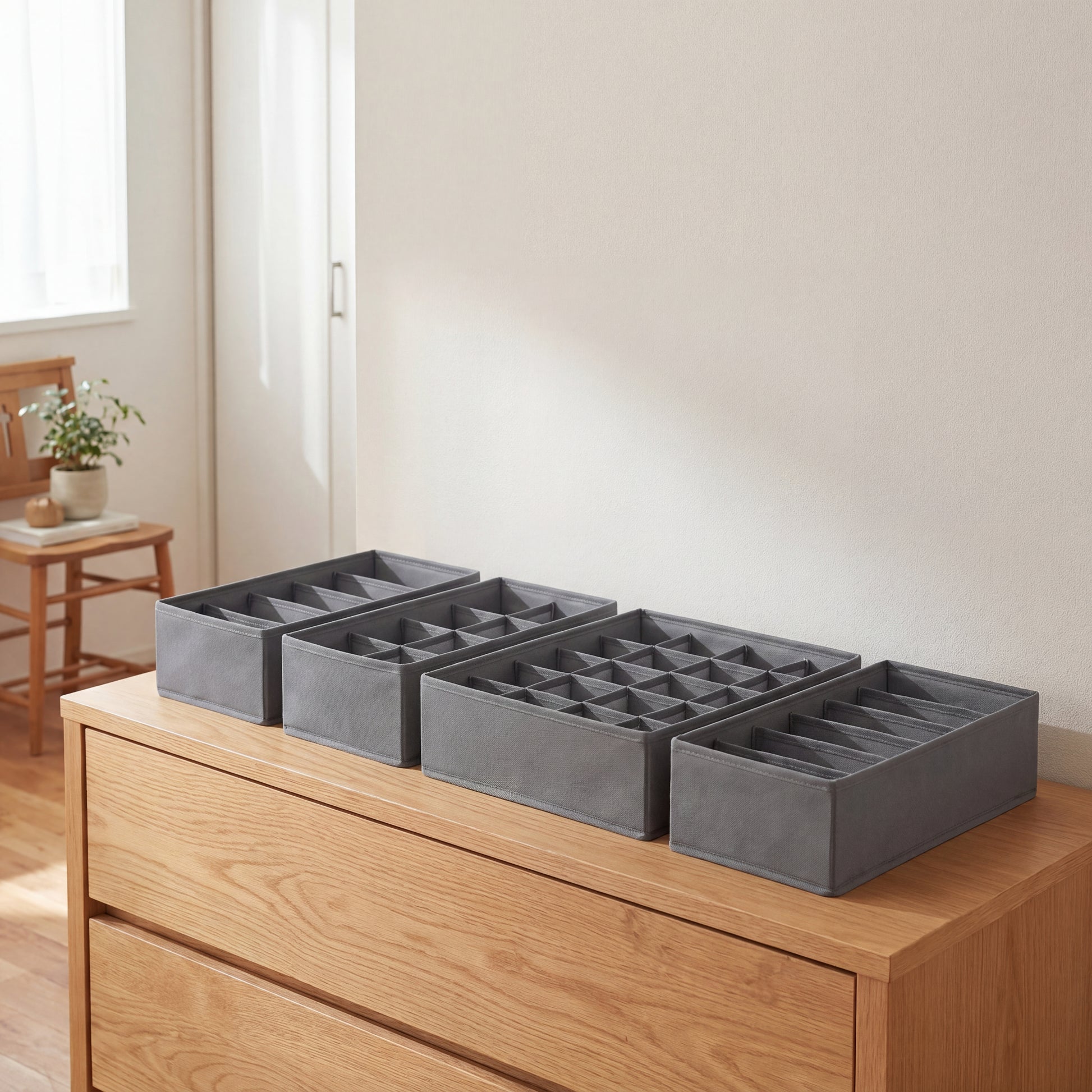 SilkFlow Drawer Divider – Modular Wardrobe Organizer (Charcoal Grey)