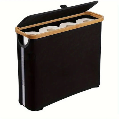 Toilet Paper Storage Basket with Window lifestyle photo in elegant white bathroom