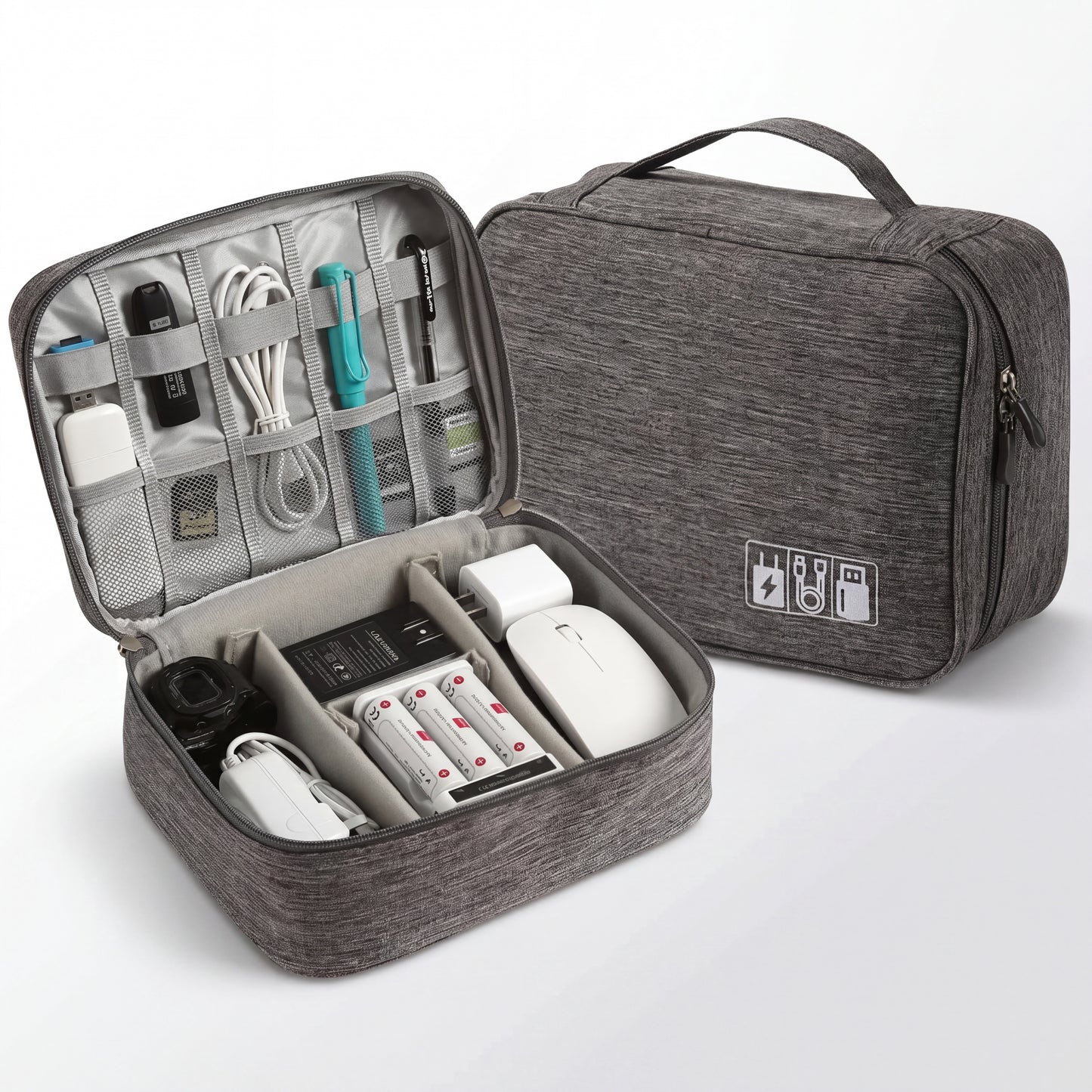 Travel Cable Organizer Bag closed showing compact size for travel