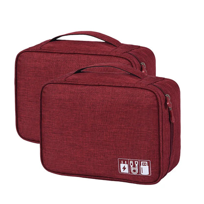 Travel Cable Organizer Bag showing all contents including chargers and cables