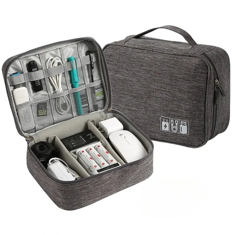 Travel Cable Organizer Bag in hand showing portability