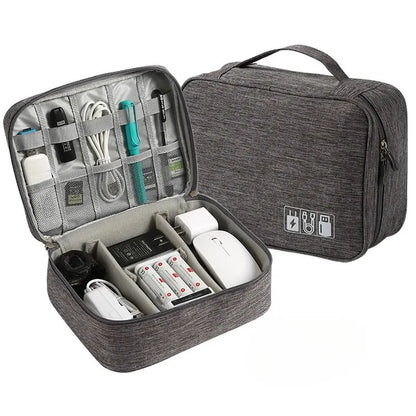 Travel Cable Organizer Bag in hand showing portability