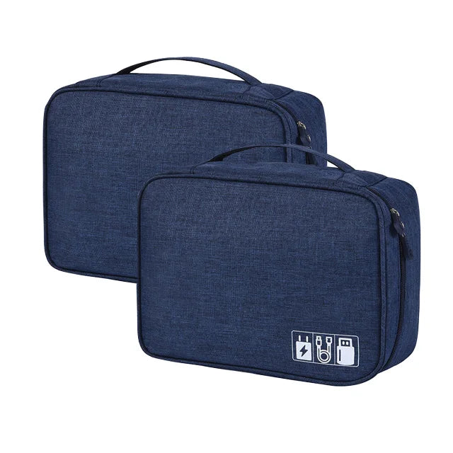 Travel Cable Organizer Bag front view showing branded design and logo area