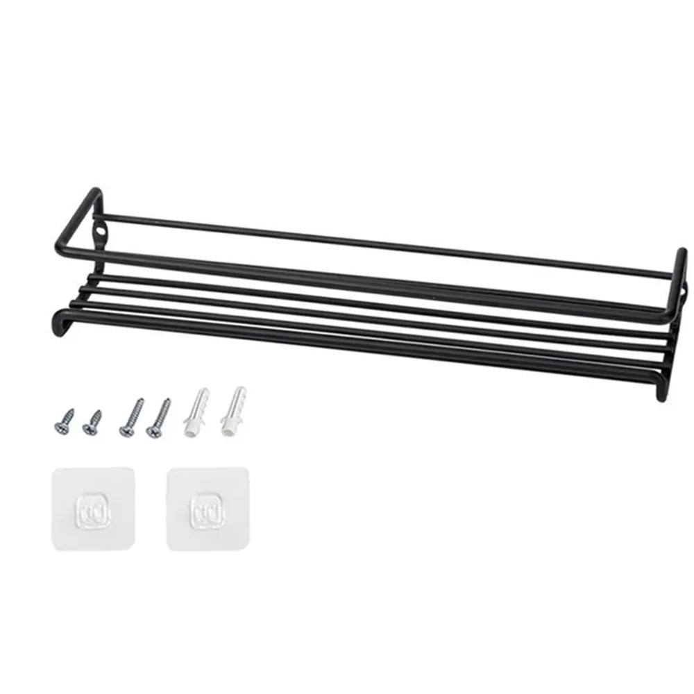 Wall Mounted Spice Rack Matte Black close-up of shelf surface texture