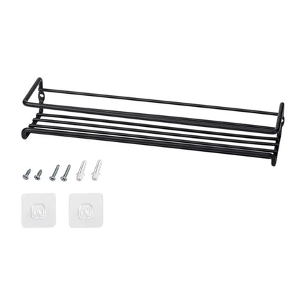 Wall Mounted Spice Rack Matte Black close-up of shelf surface texture